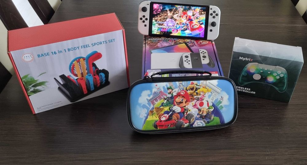 Nintendo OLED MARIOKART8 Limited Edition +CHIP +Akcesoria STAN TOP