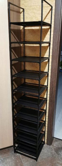 Szafka na 10 Par Butów – Czarny Regał Loft, Metalowy i Modułowy