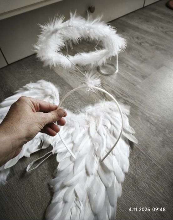 Strój aniołka skrzydełka, opaska i różdżka