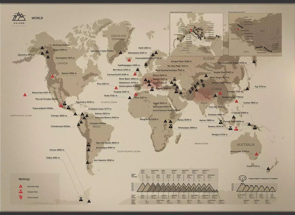 Mapa zdrapka. Szczyty górskie świata. KULUAR.top