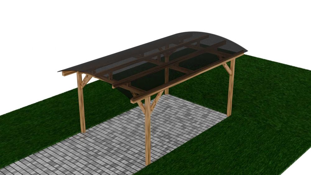 wiata carport, jeden samochód poliwęglan dymiony