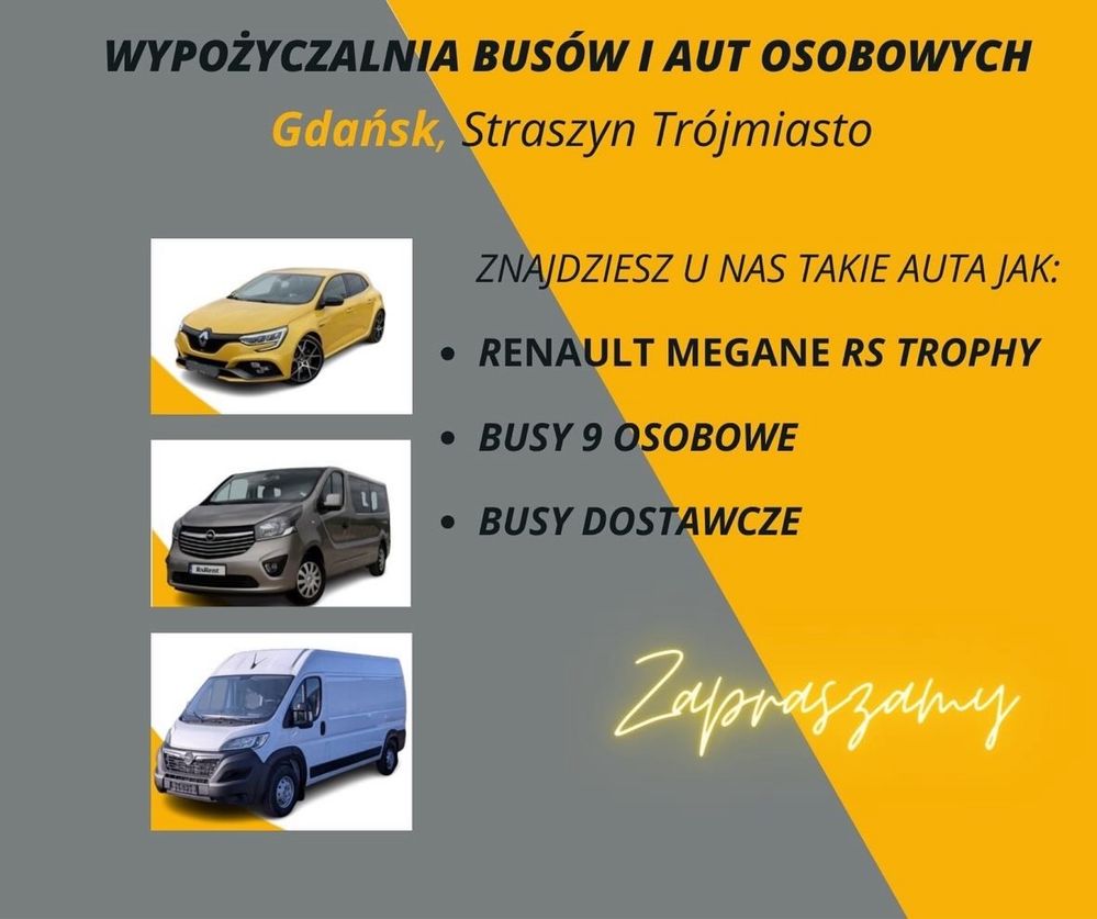 Wynajem busa, 9 osobowy, Vivaro, Trafic