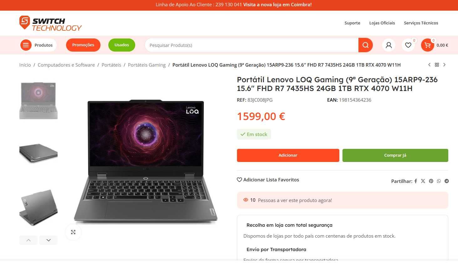 portatil gaming Lenovo LOQ - ryzen 7 7435HS - RTX 4070
