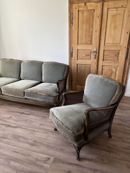Sofa i fotel luwik używane, vintage