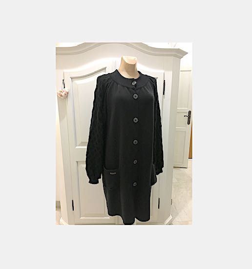 Czarny płaszcz damski kardigan sweter długi zapinany blue shadow 40/42