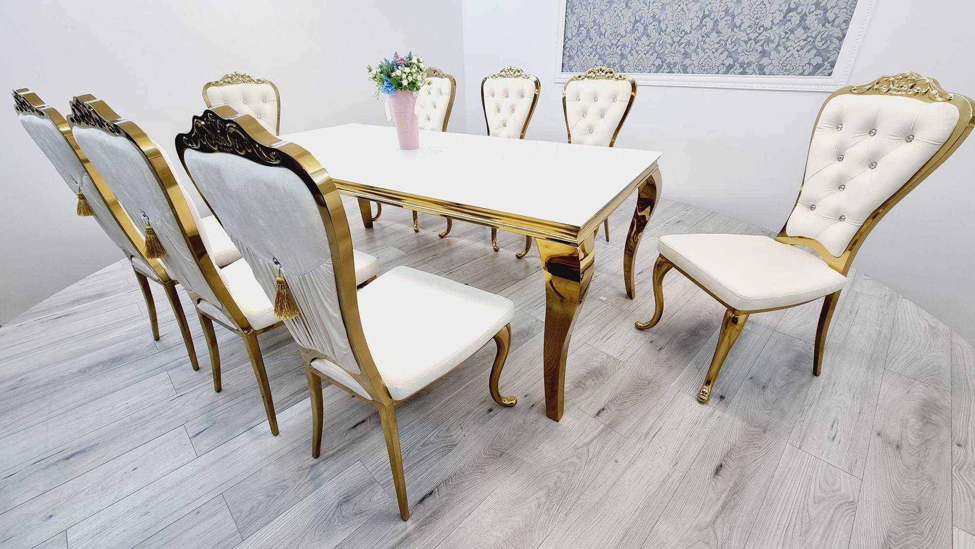 Stół Glamour 200x100 z 8 krzesłami Ludwik
