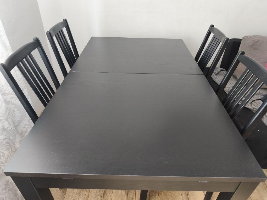 Stół rozkładany Ikea 140x84 + 2x40+ krzesła