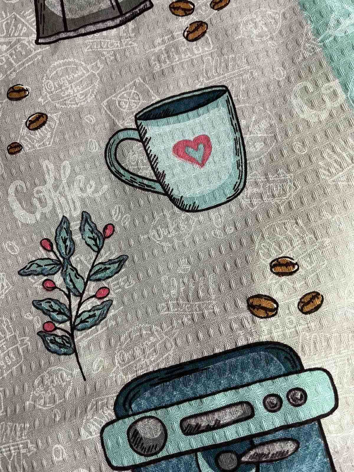 Тканина  для рушників бавовна вафельна  "Coffee house"