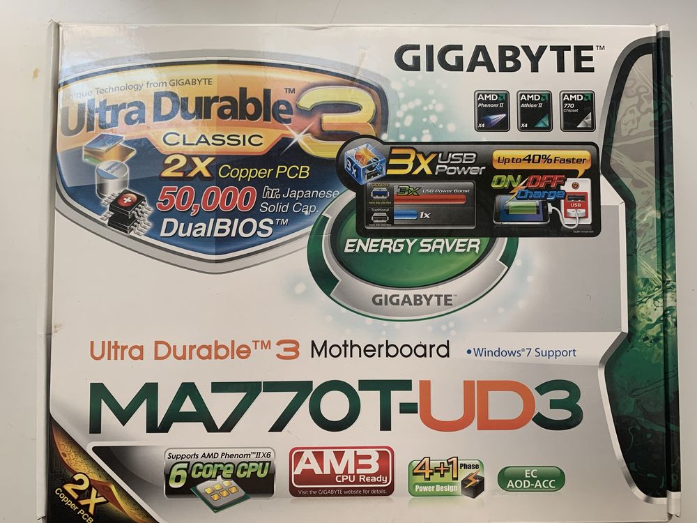 Комплект: материнка Gigabyte MA770T-UD3 + Phenom II X4 955 + 8 ГБ DDR3
