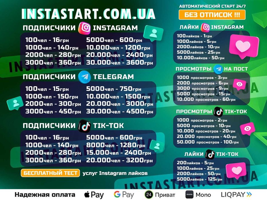 Раскрутка ТикТок Инстаграм Ютуб Увеличение Подписчиков Реклама ТГ Инст