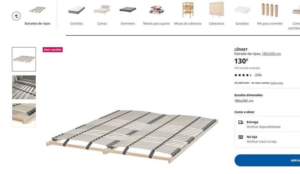 Cama casal 180x200 cm com estrado — IKEA IDANÄS + LÖNSET