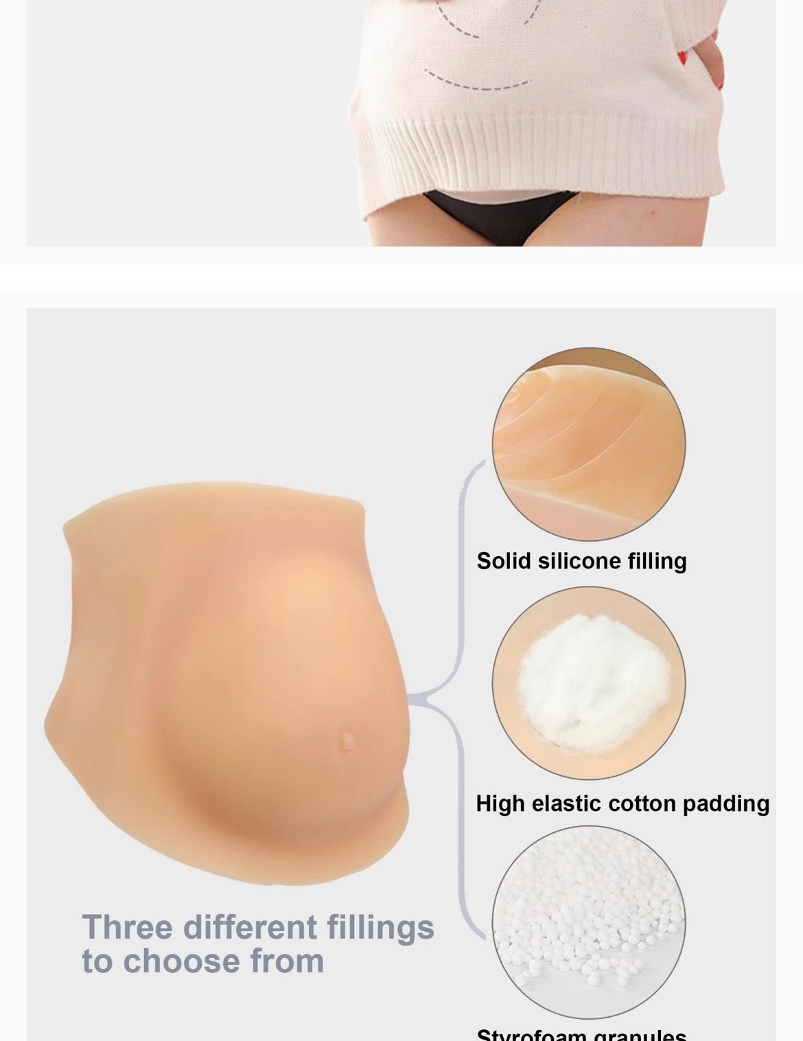 Fałszywy brzuch ciążowy, realistyczny kolor skóry Elastyczny l