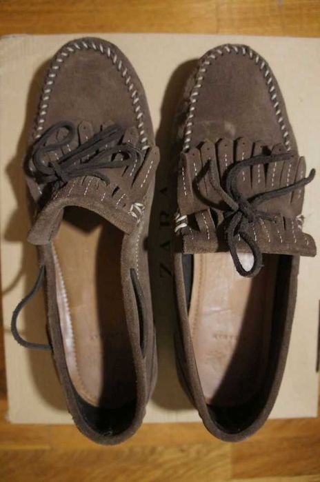 ZARA мокасини замшеві замшевые мокасины