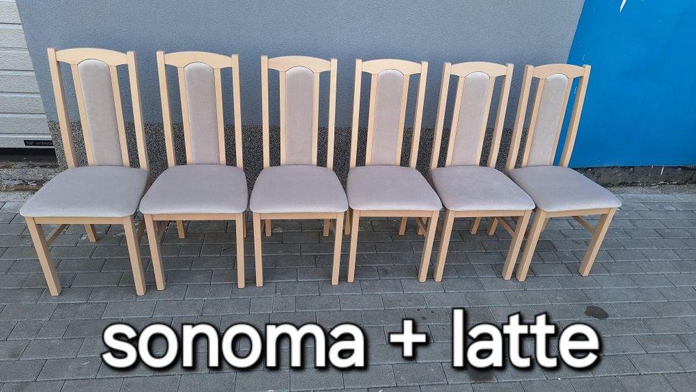 Nowe: Stół rozkładany + 6 krzeseł,sonoma+latte, dostawa cała POLSKA