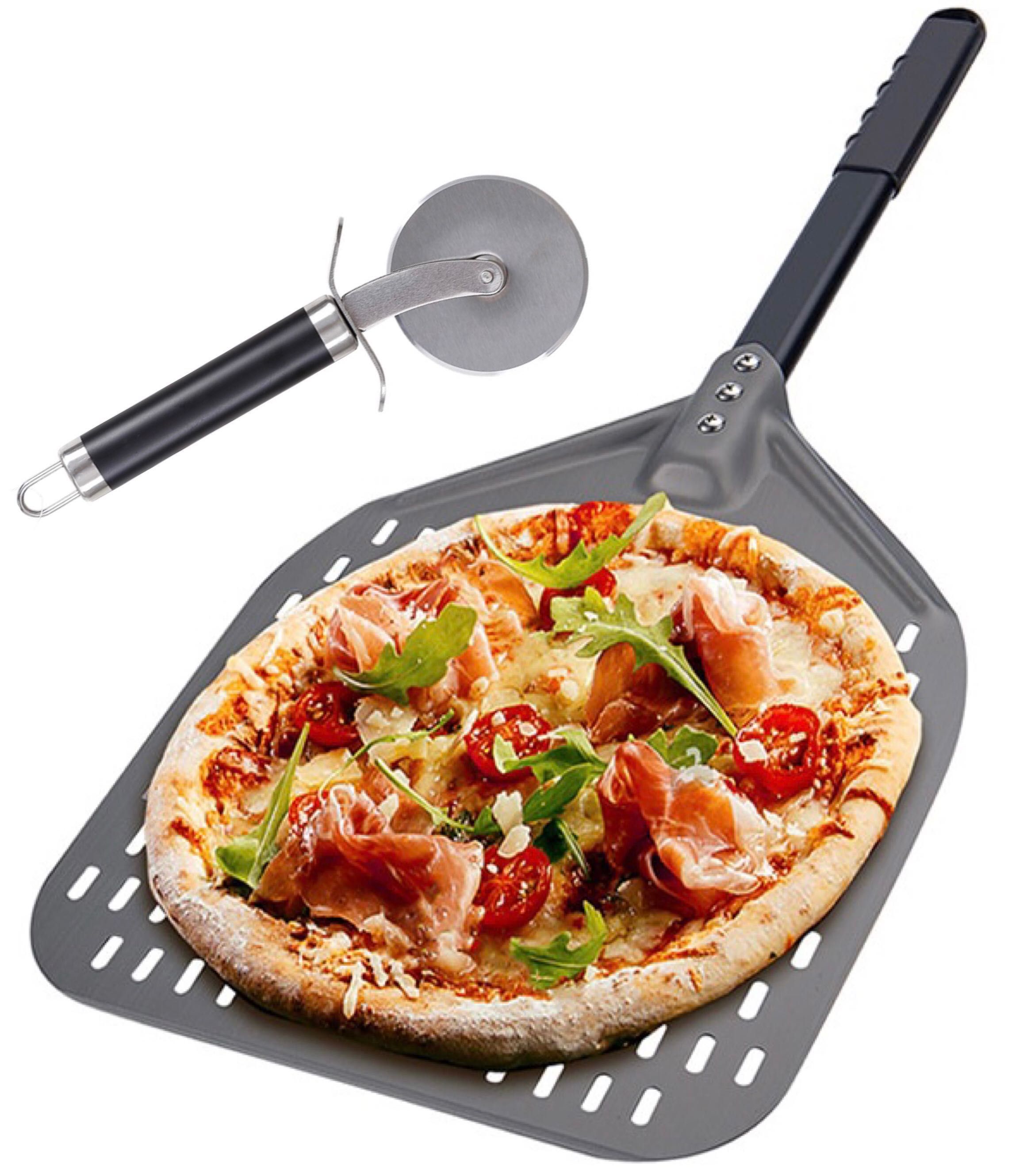 Łopata do pizzy aluminiowa PERFOROWANA szerokość 30 cm + NÓŻ