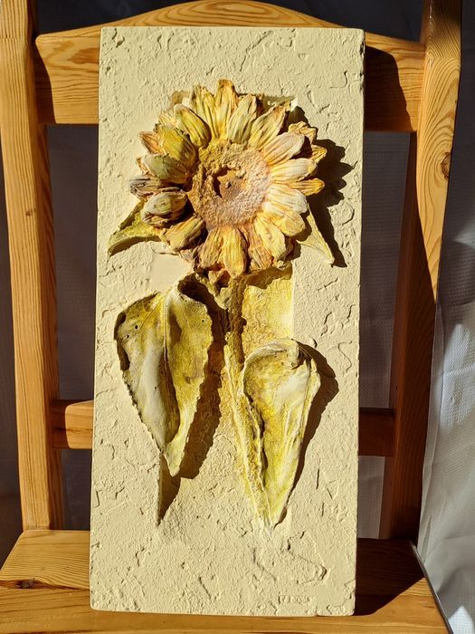 Obraz rękodzieło ceramika 3D słonecznik