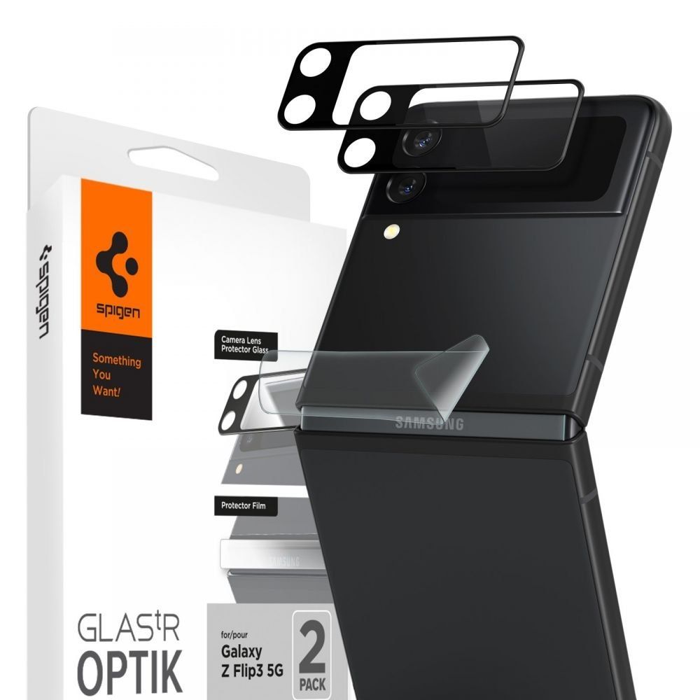 2X Szkło Na Aparat Spigen Optik Do Galaxy Z Flip 3 Black