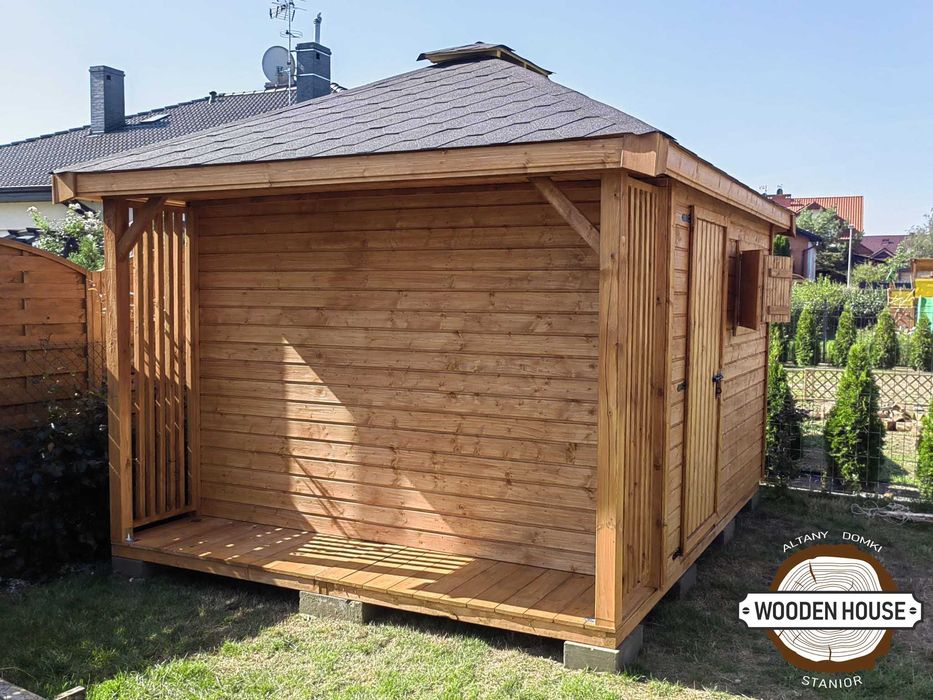 Domek narzędziowy "Świerk z Drewutnią" 3 x 4 altanystanior.pl