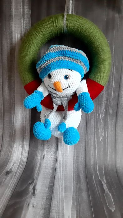 Новорічний вінок сніговик