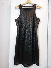 Mała czarna cekinowa sukienka 40/L krótka sukienka z cekinami prosta s
