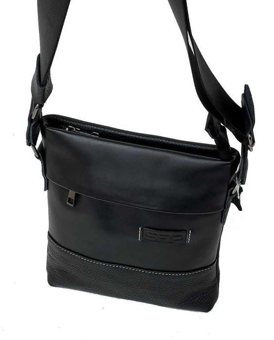 Месенджер шкіряний SFP 8017 | чорна сумка через плече