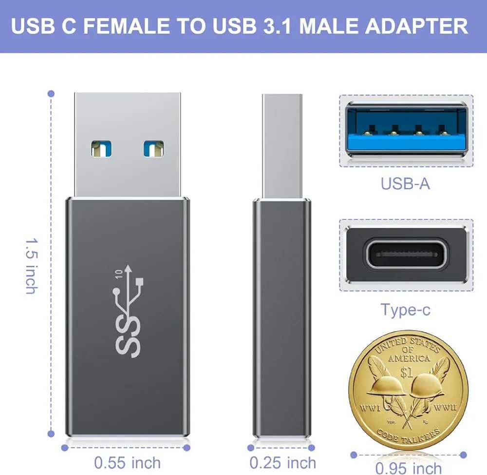 Adpapter gniazda USB C na USB 3.0 5Gb/s 2 szt