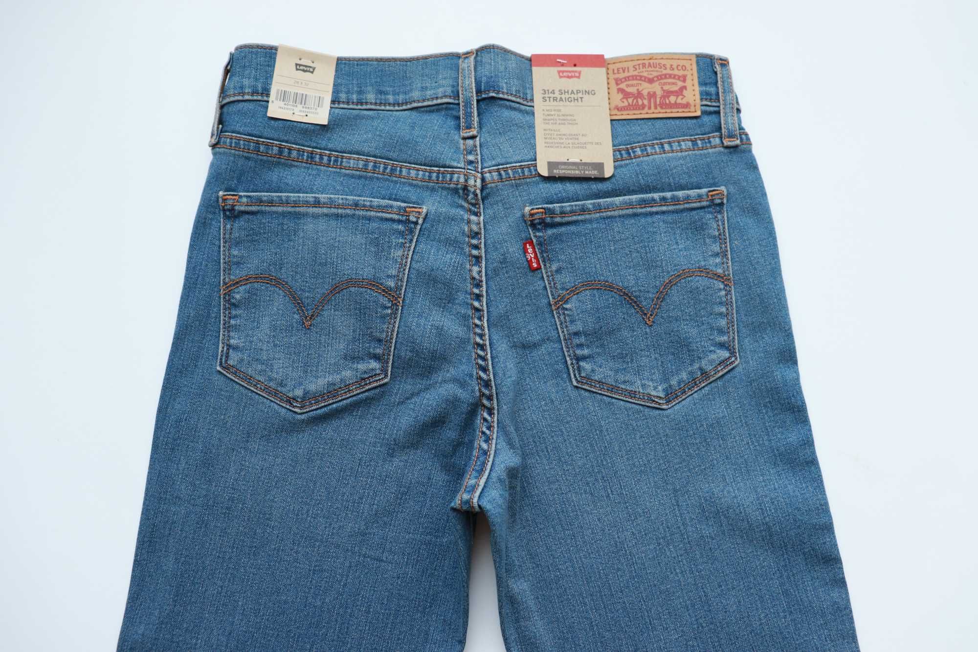 LEVIS 314 W28 L32 damskie spodnie jeansy nowe proste SHAPING STRAIGHT