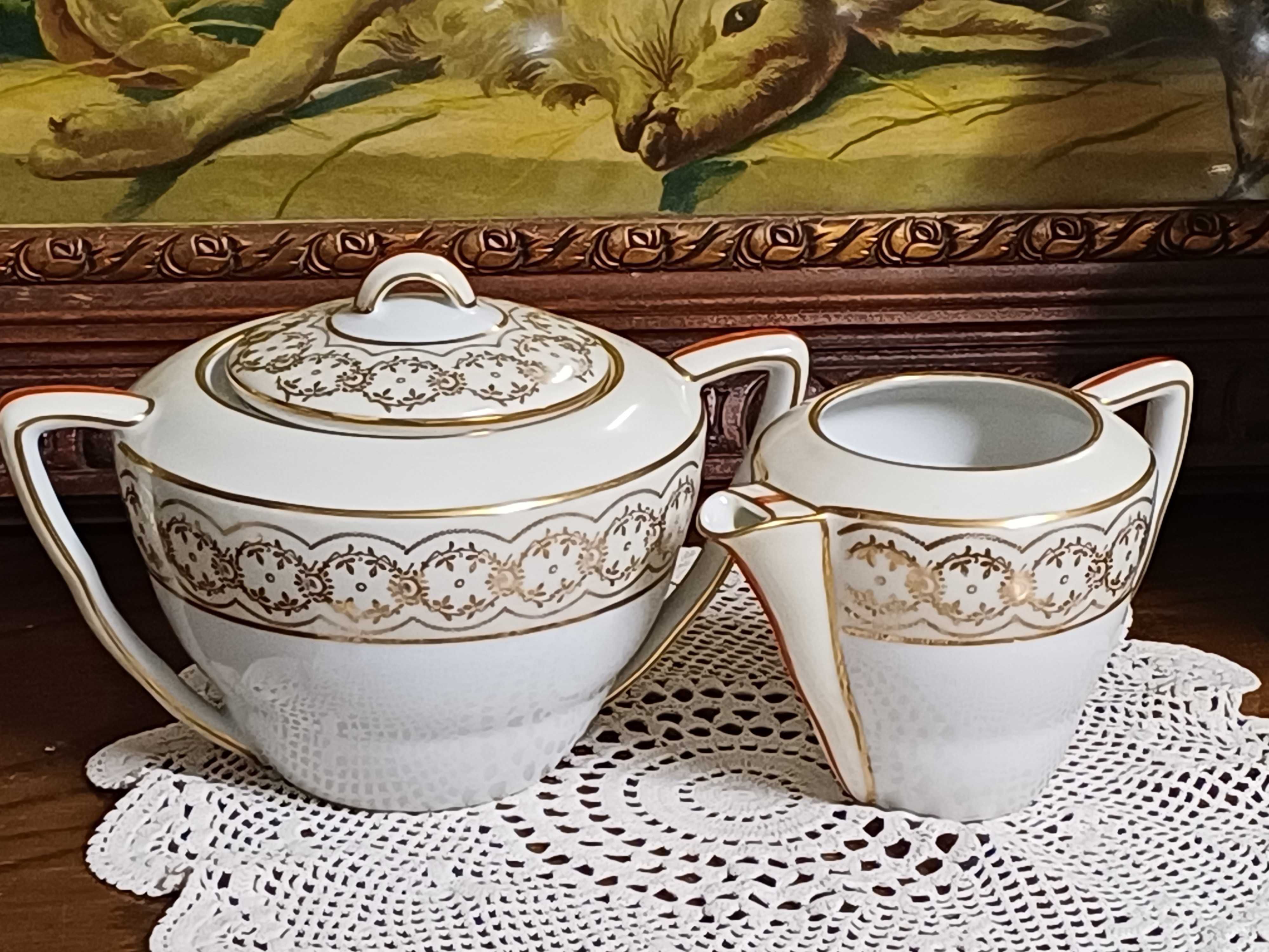 Cukiernica i mlecznik porcelana Limoges Francja (P.3977)