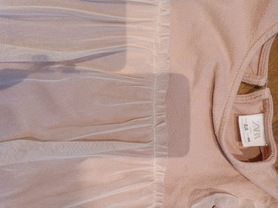 Zestaw spodnie Smyk Elza ocieplane bluzeczka Zara 98 tiul