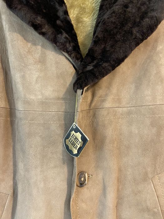 Brązowy męski kożuch Borg M/50 nowy z metką skóra, baranica skórzany,