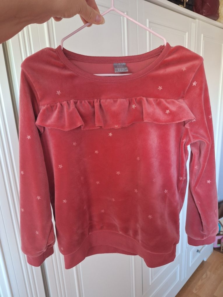 Bluza Pepco 110 116 bordowa gwiazdki falbanka welurowa