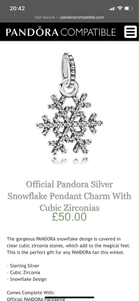 Снежинка Pandora (Пандора, шарм)
