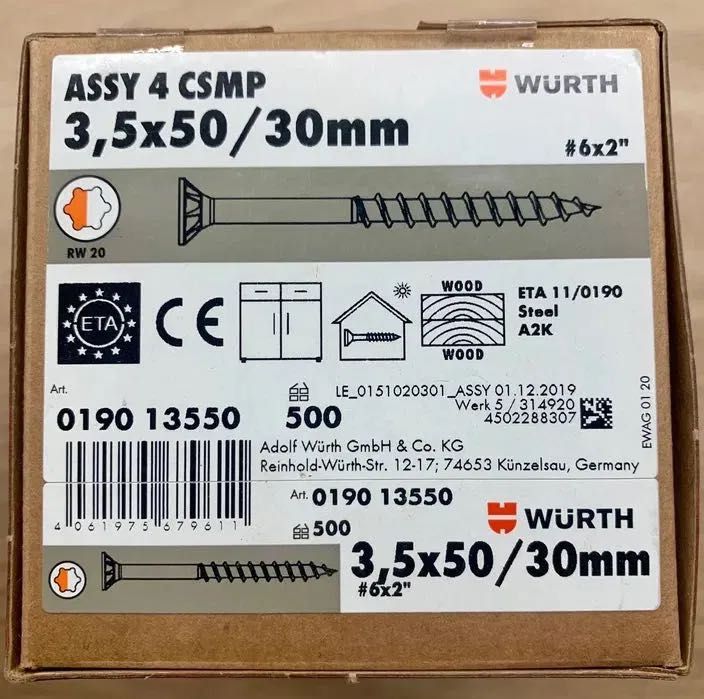 WURTH Wkręt uniwersalny 3,5x50-500 szt