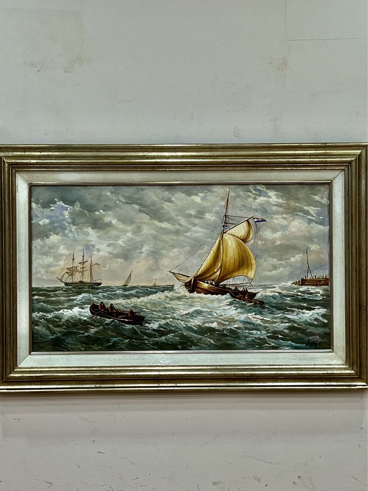 Картина   Старинная.  «Морской пейзаж».Европейская  Живопись
