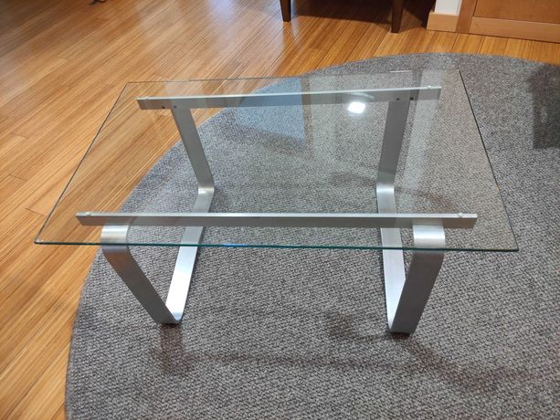 Mesa apoio/TV em vidro/alumínio