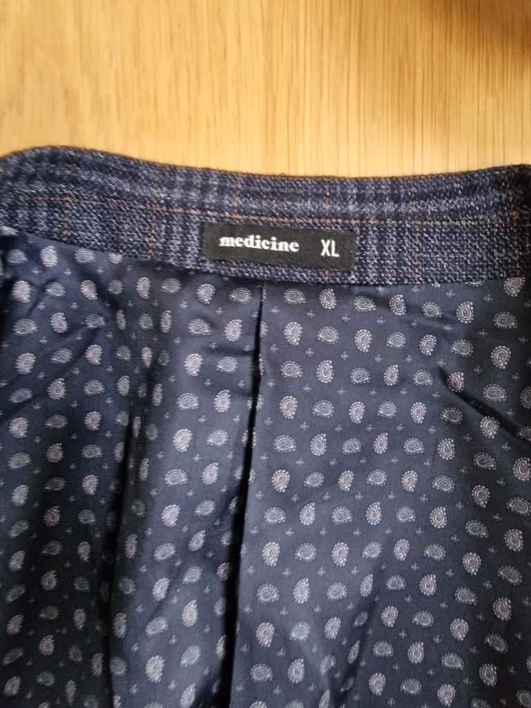 Granatowa marynarka męska w kratę Medicine XL slim fit