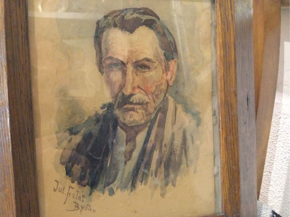 Obraz,akwarela,sygn,Julisz Fałat,portret męźczyzny,Bystra,antyk,statoć