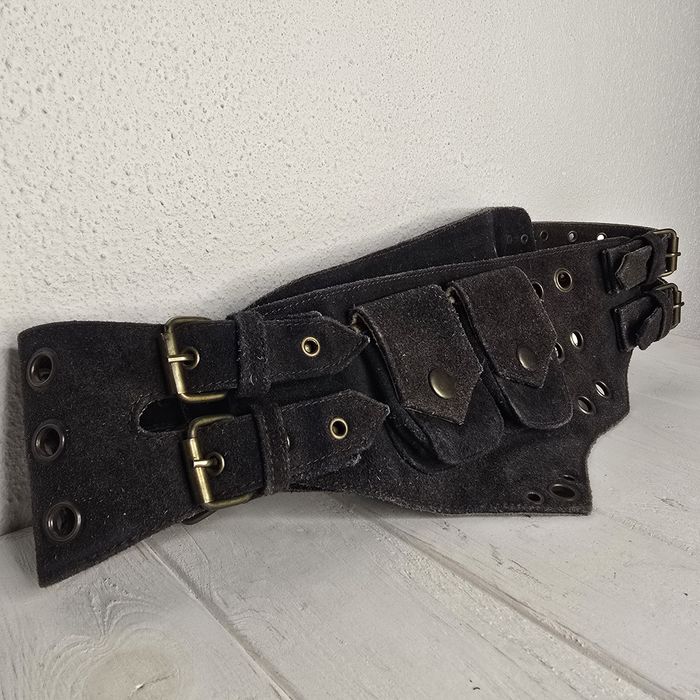 Поясная сумка шоколадного цвета  из замши — индийский хендмейд (Гоа)