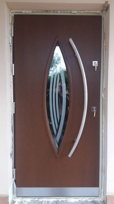 Drzwi zewnętrzne drewniane 8 cm z montazem dzh41