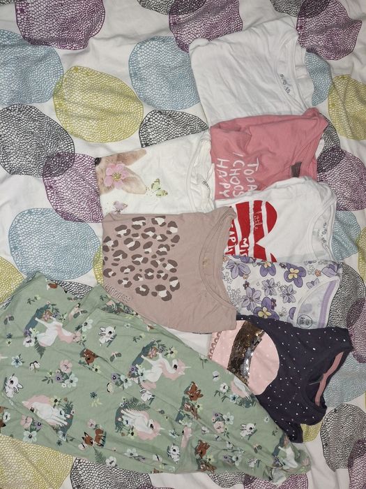 Koszulki ,sukienka dla dziewczynki paka 122/128