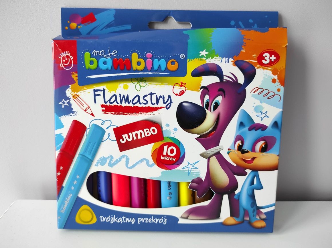 Bambino Jumbo grube trójkątne mazaki pisaki 10 sztuk