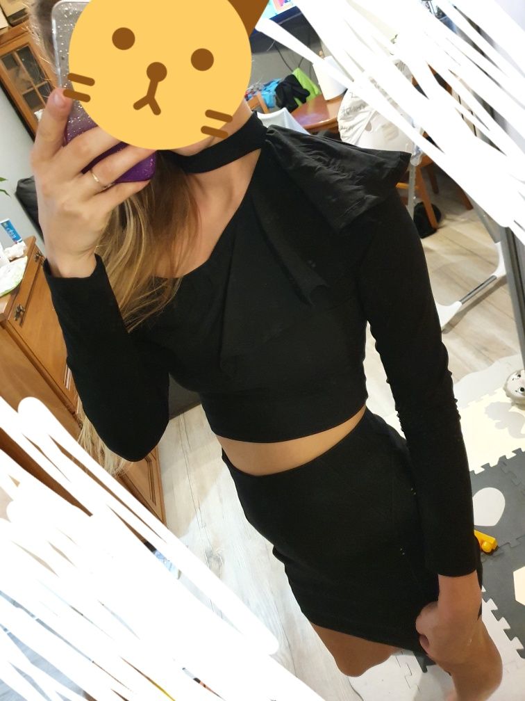 Czarny top asos z falbaną rozmiar 36