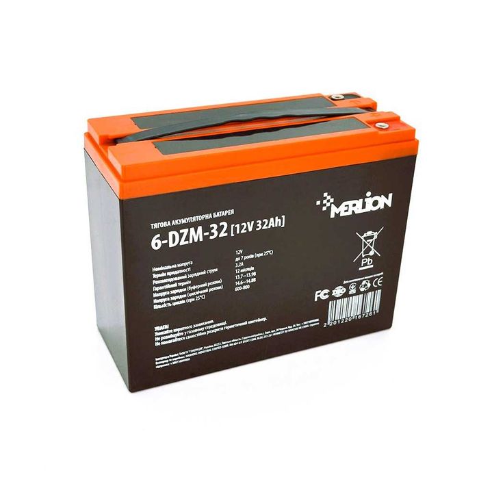 Надёжный тяговый аккумулятор Merlion AGM 12 V 32 Ah для ИБП, и техники