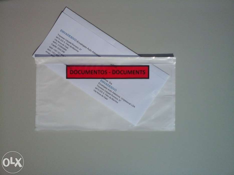Envelopes auto adesivos, bolsa contém documentos DL 235x125mm