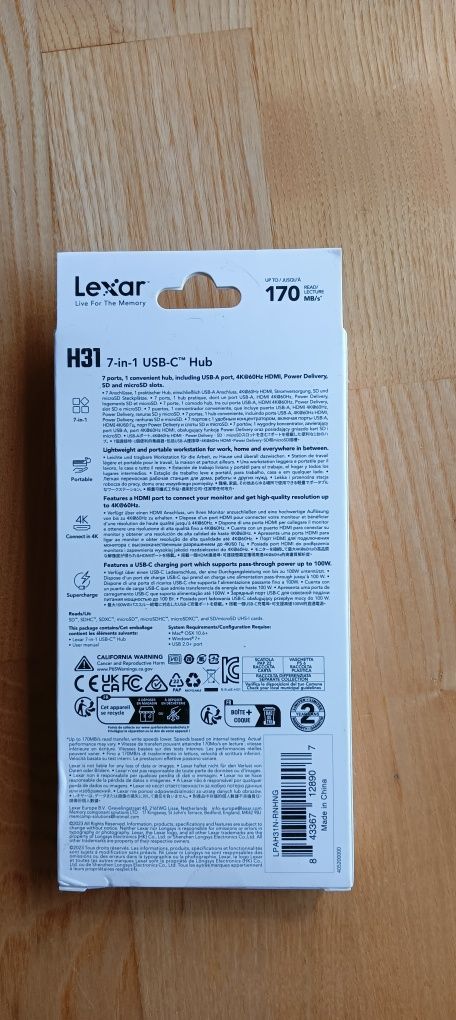 Lexar H31 koncentrator USB-C 7 w 1, USB 3.2, do 170 MB/s