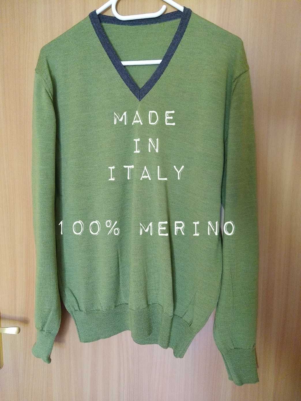 Elegancki męski sweter wełniany, 100% Merino