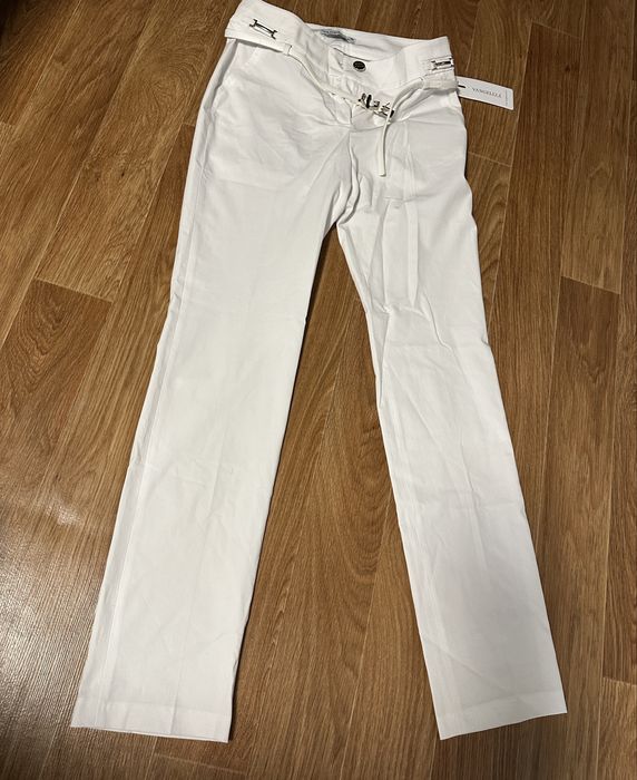 Класические белые прямые брюки с поясом, новые с биркой, размер 36