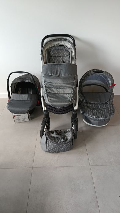 Wózek bebetto holland 3w1 uniwersalny szary w kropki