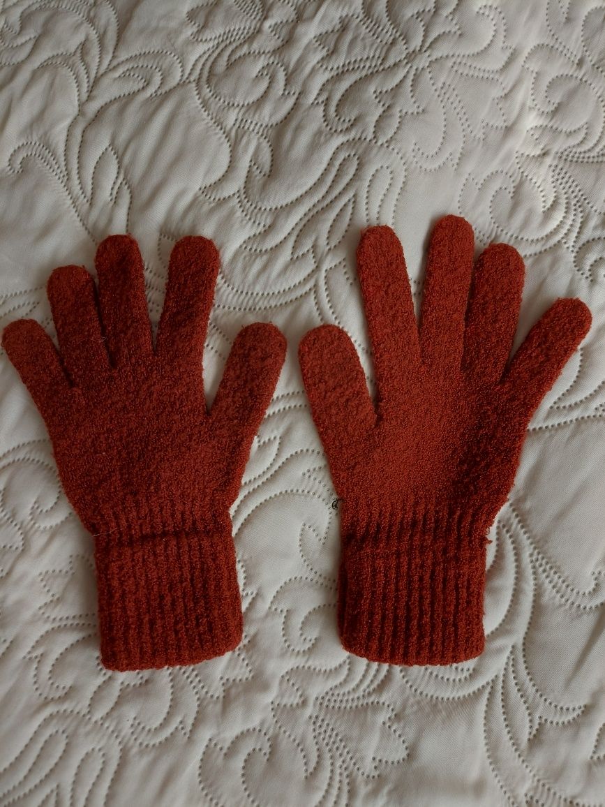 Rękawiczki damskie, ceglasty kolor