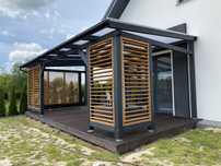 Taras**weranda**zadaszenie**wiata**żaluzje**pergola** konstrukcja**